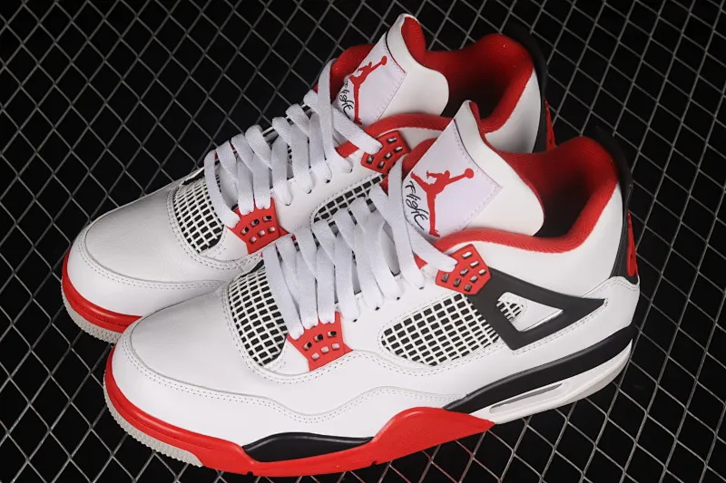 All categories Air Jordan Jordan series basketball shoes Air Jordan 4 foreign trade version Air Jordan 4 Retro "Fire Red" AJ4 Joe 4 white red flame red basketball shoes DC7770-160